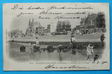 Ansichtskarte AK Villers sur mer 1903 Chalets sur la Plage Strand Familie Frankreich France 14 Calvados